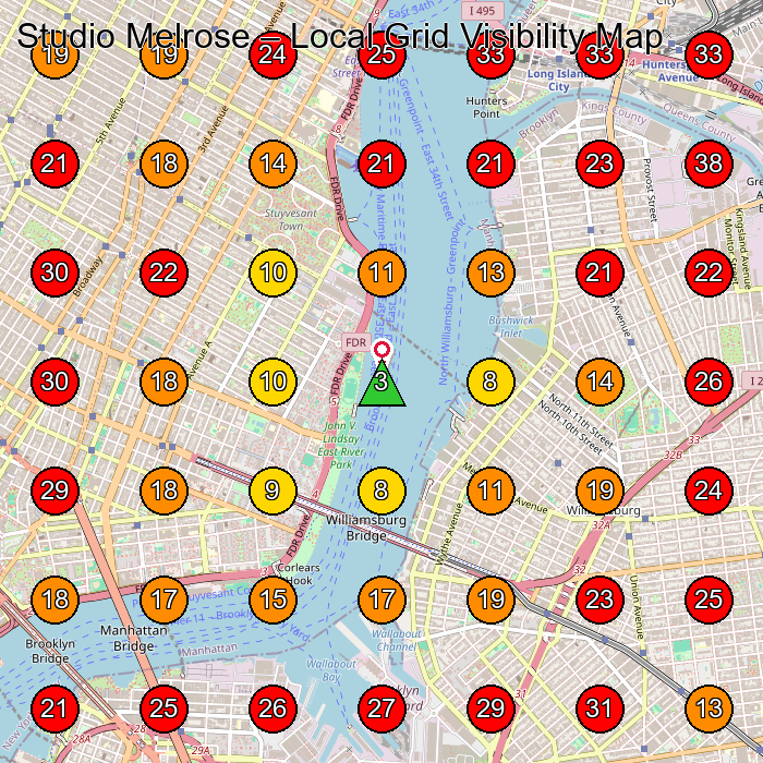 Studio Melrose GeoGrid visibility map for Furniture Maker in New York